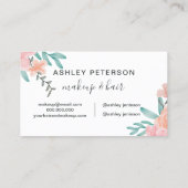 Makeup Spring chic coral floral waterverf Visitekaartje (Achterkant)