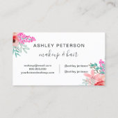 Makeup spring chic mint roze florale waterverf visitekaartje (Achterkant)