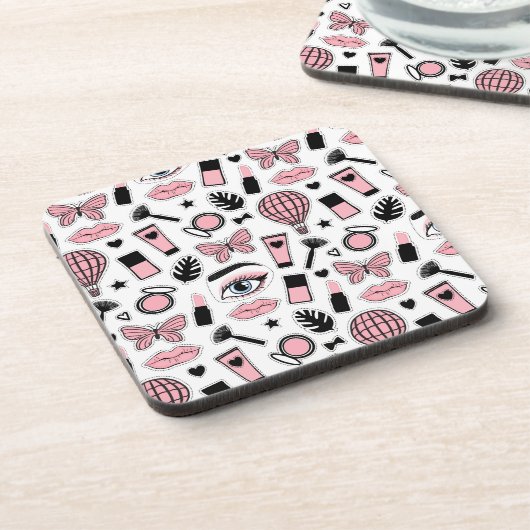 Makeup Sticker Pattern Bier Onderzetter (Linkerzijde)