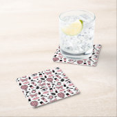 Makeup Sticker Pattern Vierkante Kartonnen Onderzetter (Insitu)