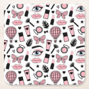 Makeup Sticker Pattern Vierkante Kartonnen Onderzetter