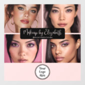 Makeup Studio Blush Roze Script 4 Foto Uw Logo Raamsticker (Vel)