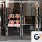 Makeup Studio Blush Roze Script 4 Foto Uw Logo Raamsticker (Kantoordeur)