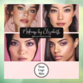 Makeup Studio Blush Roze Script 4 Foto Uw Logo Raamsticker (Vel 3)