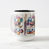 makeup tweekleurige koffiemok (Voorkant links)