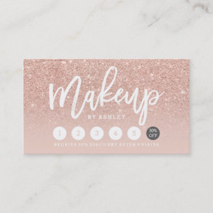 Makeup typografie blush roos gold punch card klantenkaartje