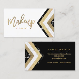 Makeup typografie chevron marble gold strepen visitekaartje