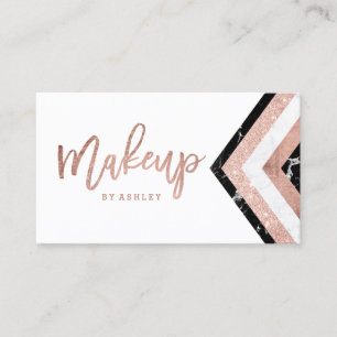 Makeup typografie chevron marble roos gold strepen visitekaartje