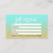 Makeup typografie goud glitter blauwgroen certific visitekaartje (Achterkant)