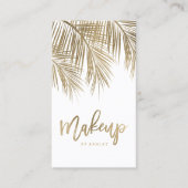 Makeup typografie goudpalm blauw wit visitekaartje (Voorkant)