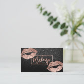 Makeup typografie lippen roos goud zwarte glitter visitekaartje (Staand voorkant)