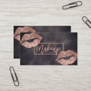 Makeup typografie lippen roos gouden grijze waterv visitekaartje