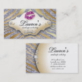 Makeup Zebra Carte de visite Sparkle Pink SG (Devant / Derrière)