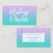 Makeup zweert typografie lavender glitter visitekaartje (Voorkant / Achterkant)