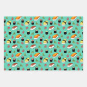 Maki en Nigiri Sushi met Wasabi en Ginger Inpakpapier Vel (Voorkant)