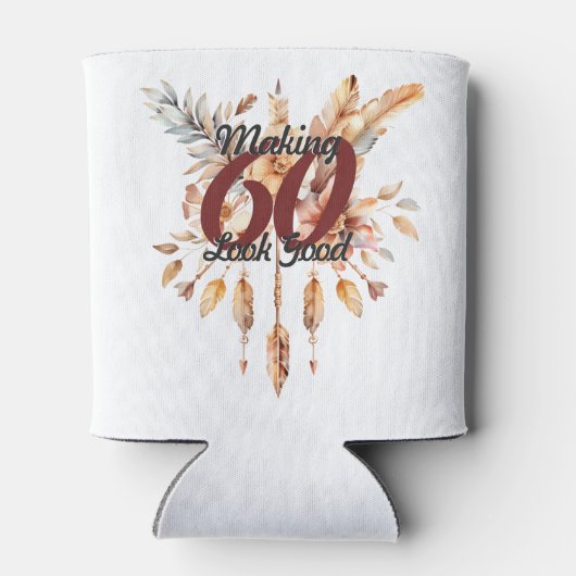 Making 60 Kijk Goed 60e Verjaardag Rustiek Boho Blikjeskoeler (Achterkant)