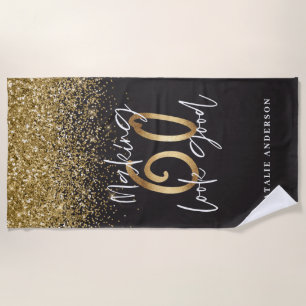 Making 60 kijken goed gouden glitter verjaardag strandlaken
