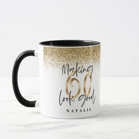 Making 60 kijken goed gouden glitter verjaardagsgu mok (Links)