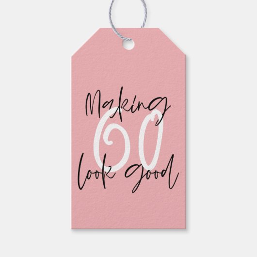 Making 60 kijken goede verjaardag dank u cadeaulabel (Voorkant)