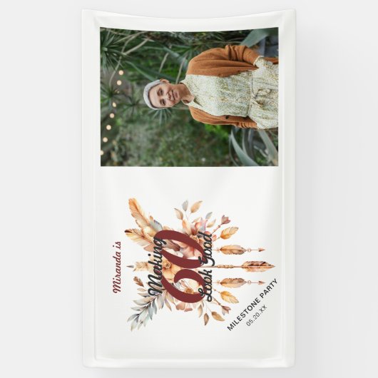 Making 60 ziet er goed Zestigste rustieke Boho ver Spandoek (Verticaal)