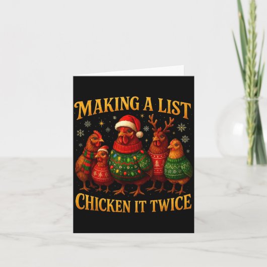 Making A List Chicken It Twice Funny Christmas Kaart (Voorkant)
