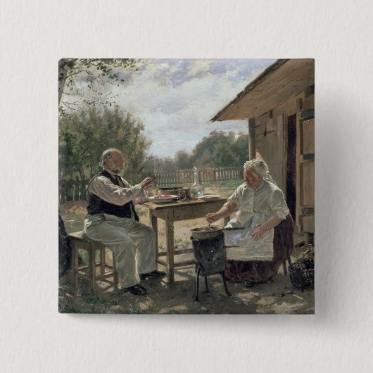 Making Jam, 1876 Vierkante Button 5,1 Cm (Voorkant)