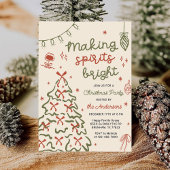 Making Spirit Bright Hand Drawn Christmas Party Kaart