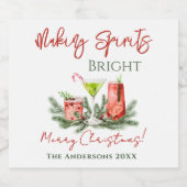 Making Spirits Bright Aangepaste Feestdagen Likeurfles Etiket (Enkel label)