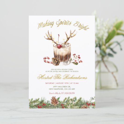 Making Spirits Bright Christmas Cocktail Party Kaart (Staand voorkant)