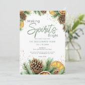 Making Spirits Bright Citrus Pine Holiday Party Kaart (Staand voorkant)