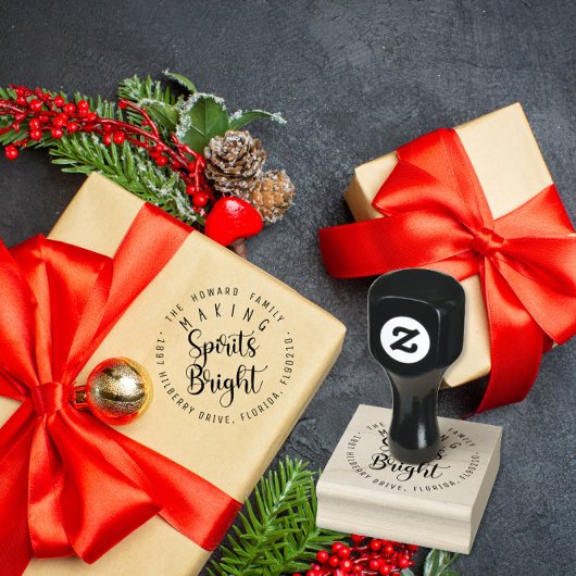 Making Spirits Bright Custom return address Rubberstempel
