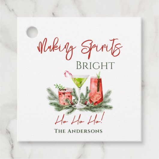 Making Spirits Bright Festive Cocktails Holiday Bedankjes Labels (Voorkant)