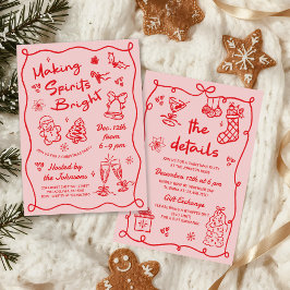 Making Spirits Bright Hand Drawn Christmas Party Kaart