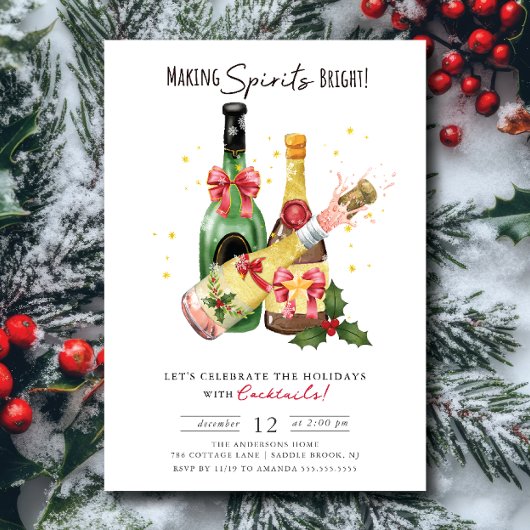 Making Spirits Bright Holiday Cocktail Party Kaart