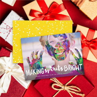 Making Spirits Bright Typografie kerstfoto Feestdagenkaart