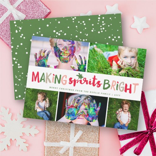 Making Spirits Bright Typografie kerstfoto Feestdagenkaart