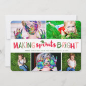 Making Spirits Bright Typografie kerstfoto Feestdagenkaart (Voorkant)