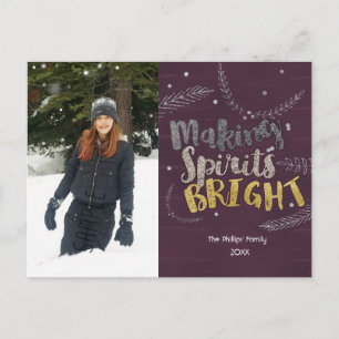 Making Spirits Brights Zilveren Bladeren Rustieke Briefkaart