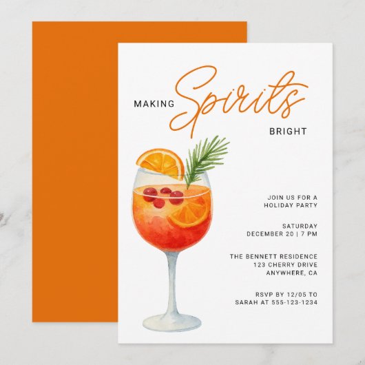 Making Sprits Bright Modern Christmas Party Kaart (Voorkant / Achterkant)
