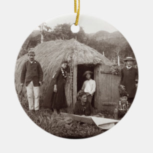 Making Tappa, een moederstof, c.1875 (sepia foto) Keramisch Ornament