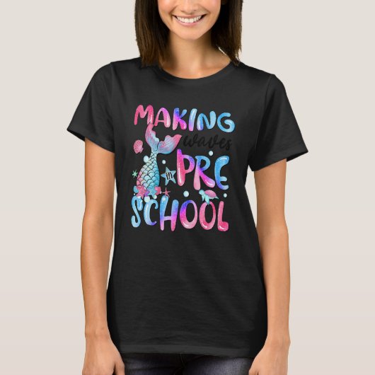 Making Waves In Preschool Fish Tail Tie Dye Back T T-shirt (Voorkant)