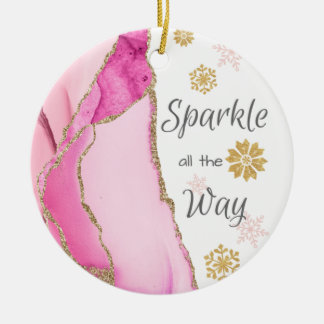 Makkel helemaal weg Geode Pink Gold Glitter Keramisch Ornament