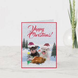 Makkelijk Aanpasbare Cute Schnauzer Hond Kerstkaar Kaart