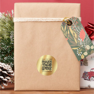 Makkelijk om uw aangepaste tekstlogo QR-code goud Ronde Sticker