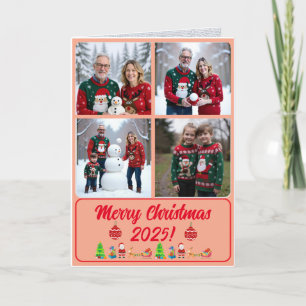 Makkelijke Aangepaste 4 Foto Digitale Kerstkaart Kaart