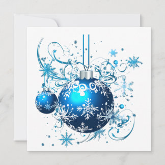 MAKOM1000- Blauwe Kerstmis - Blauwe Kerst Ornament Feestdagenkaart