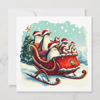 MAKOM1000-Kerstmis - Pinguïns in Kerst slee Kaart
