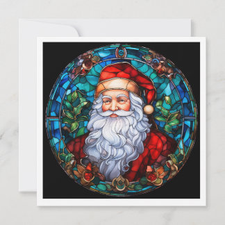 MAKOM1000- Stained Glass Santa Feestdagenkaart