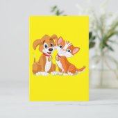 MAKOM ART- Cute dog met kattenafbeelding Dank u we Bedankkaart (Staand voorkant)