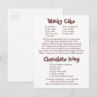 Makreel- en chocoladerecepten briefkaart